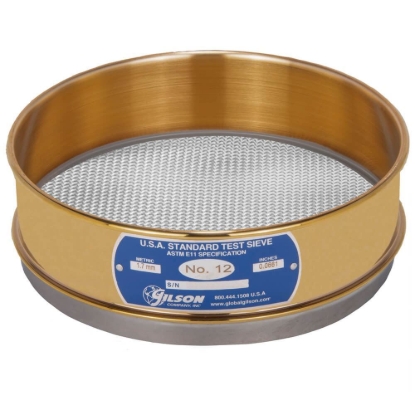 8" Sieve, Brass/Stainless, Full-Height, No. 12