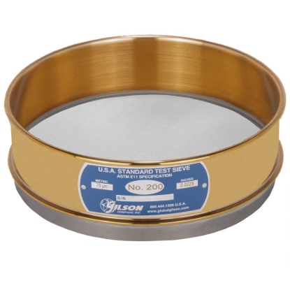 8" Sieve, Brass/Stainless, Full-Height, No. 200