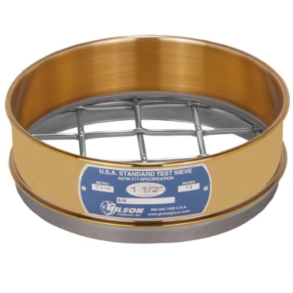 8" Sieve, Brass/Stainless, Full-Height, 1-1/2"