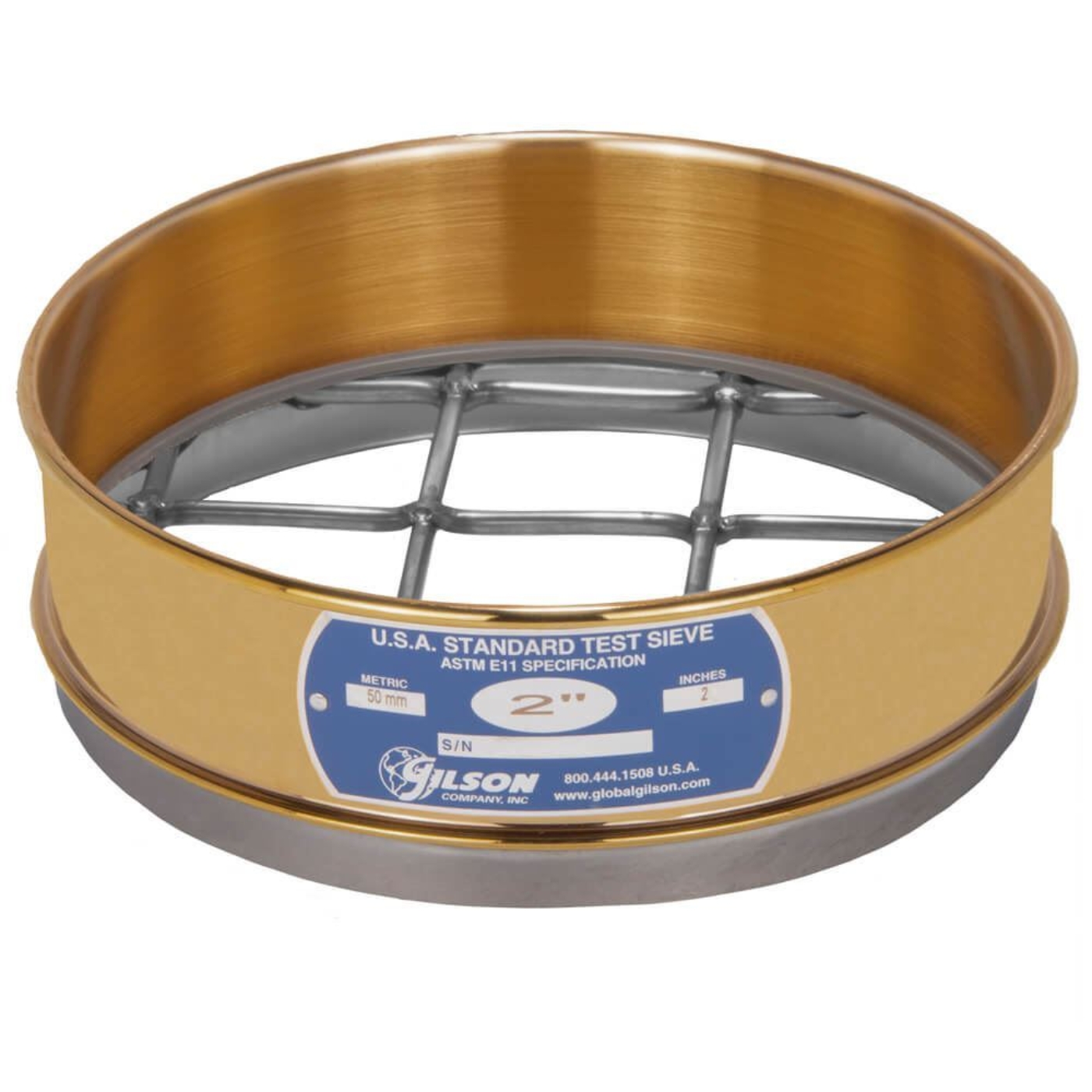 8" Sieve, Brass/Stainless, Full-Height, 2"
