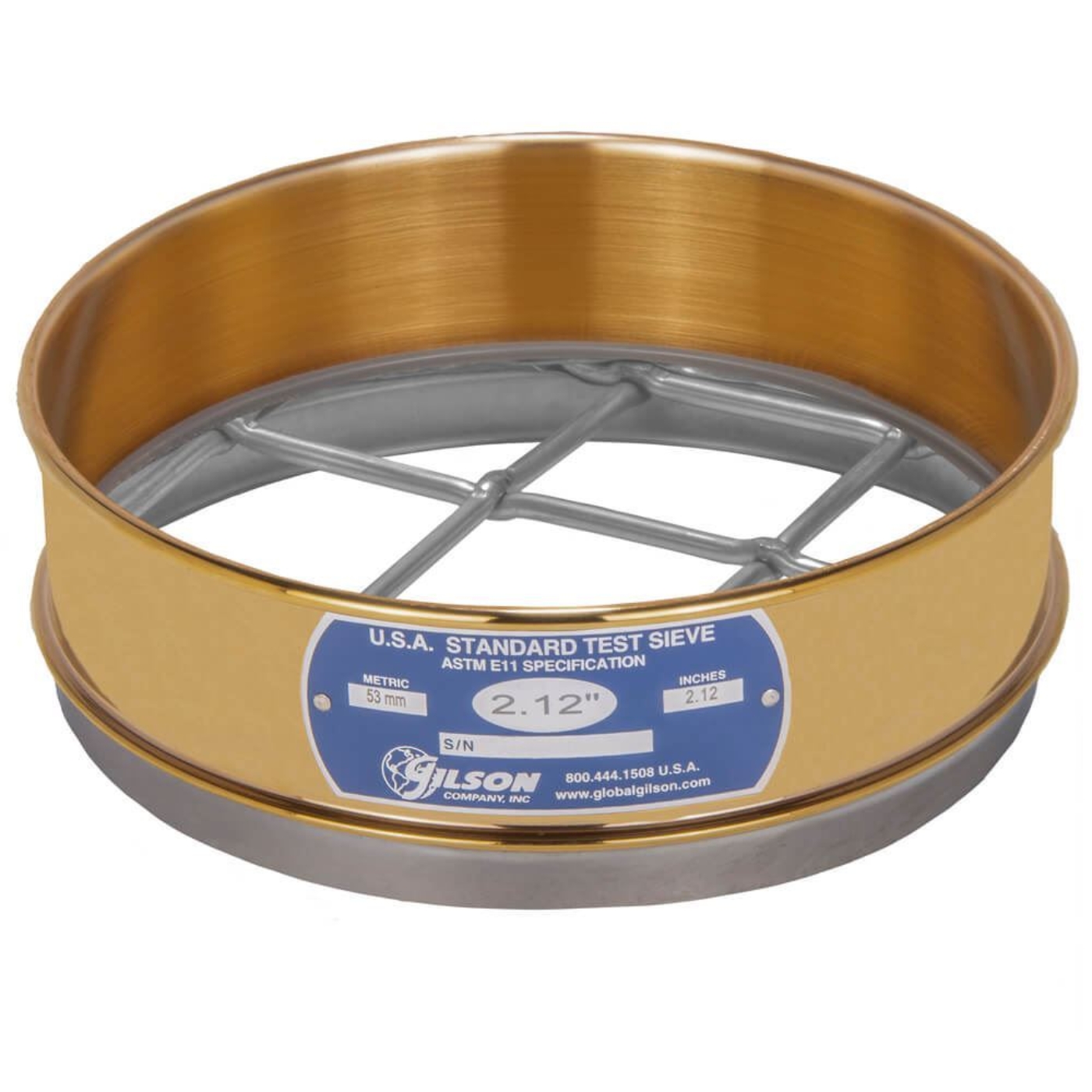 8" Sieve, Brass/Stainless, Full-Height, 2.12"