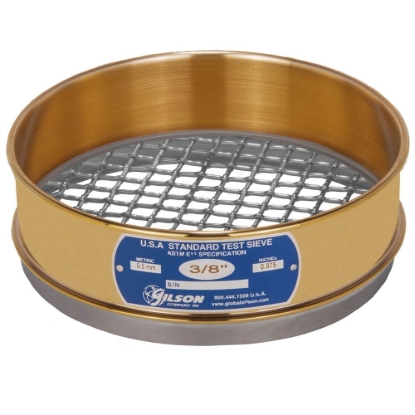 8" Sieve, Brass/Stainless, Full-Height, 3/8"