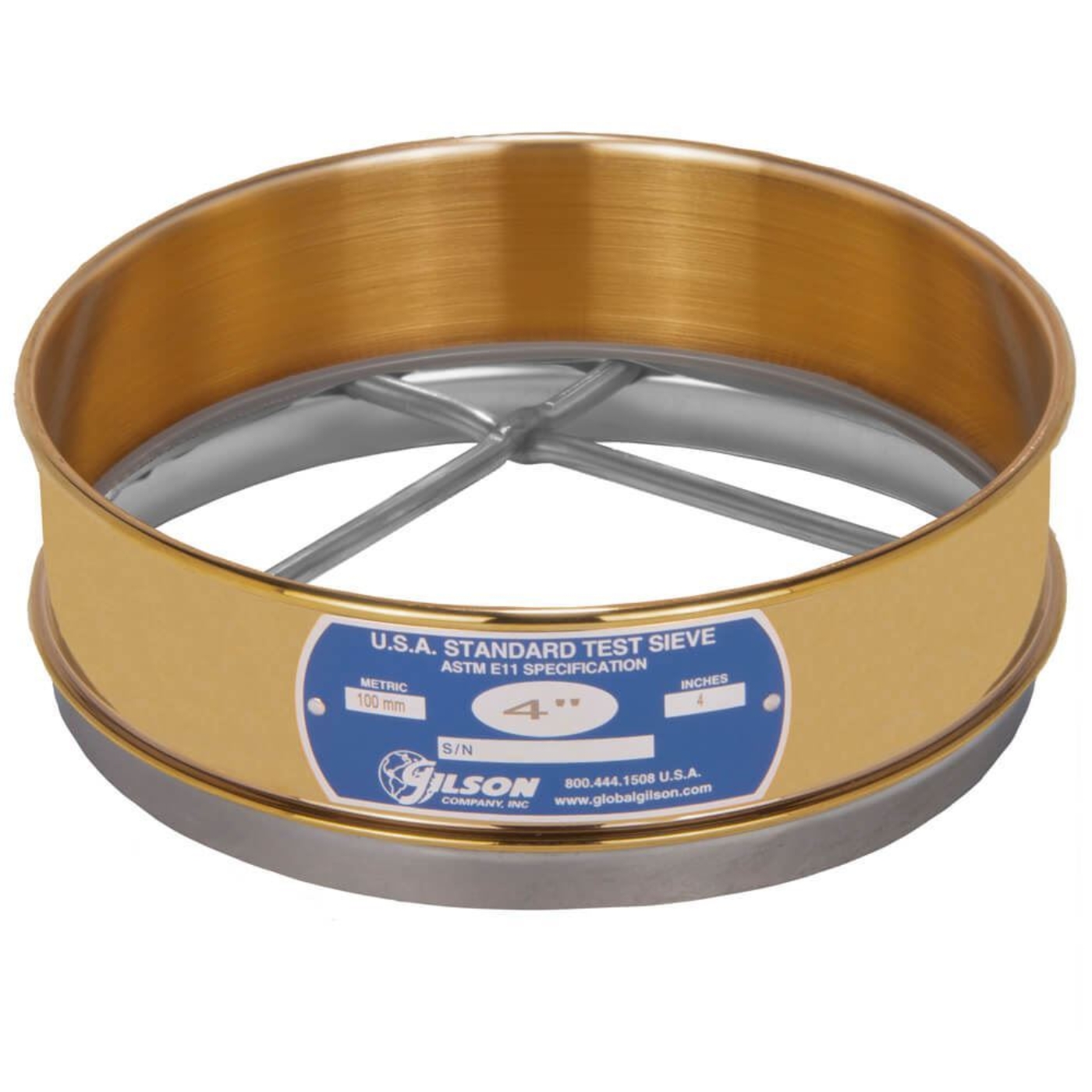8" Sieve, Brass/Stainless, Full-Height, 4"