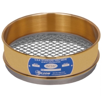 8" Sieve, Brass/Stainless, Full-Height, 5/16"