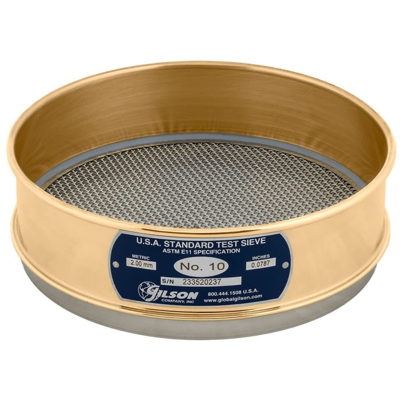 Picture of 8in Sieve, Brass/Stainless, Full-Height, No.10