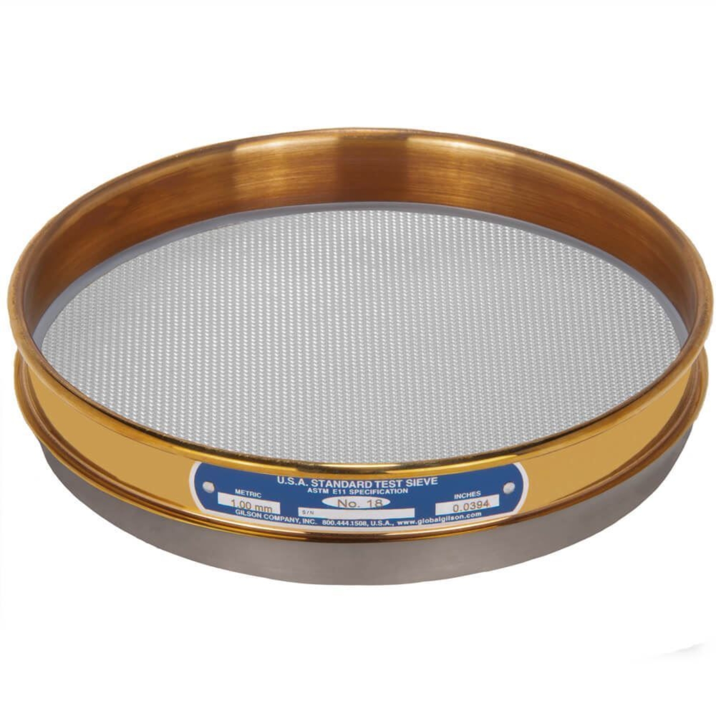 Picture of 8in Sieve, Brass/Stainless, Half-Height, No.18