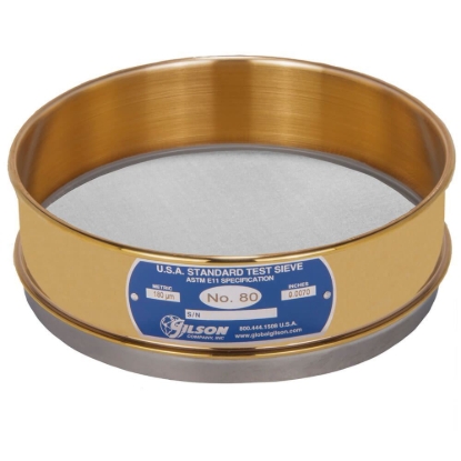 Picture of 8in Sieve, Brass/Stainless, Full-Height, No.80 with Backing Cloth
