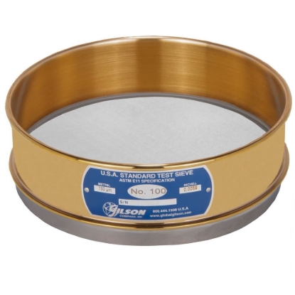 Picture of 8in Sieve, Brass/Stainless, Full-Height, No.100 with Backing Cloth