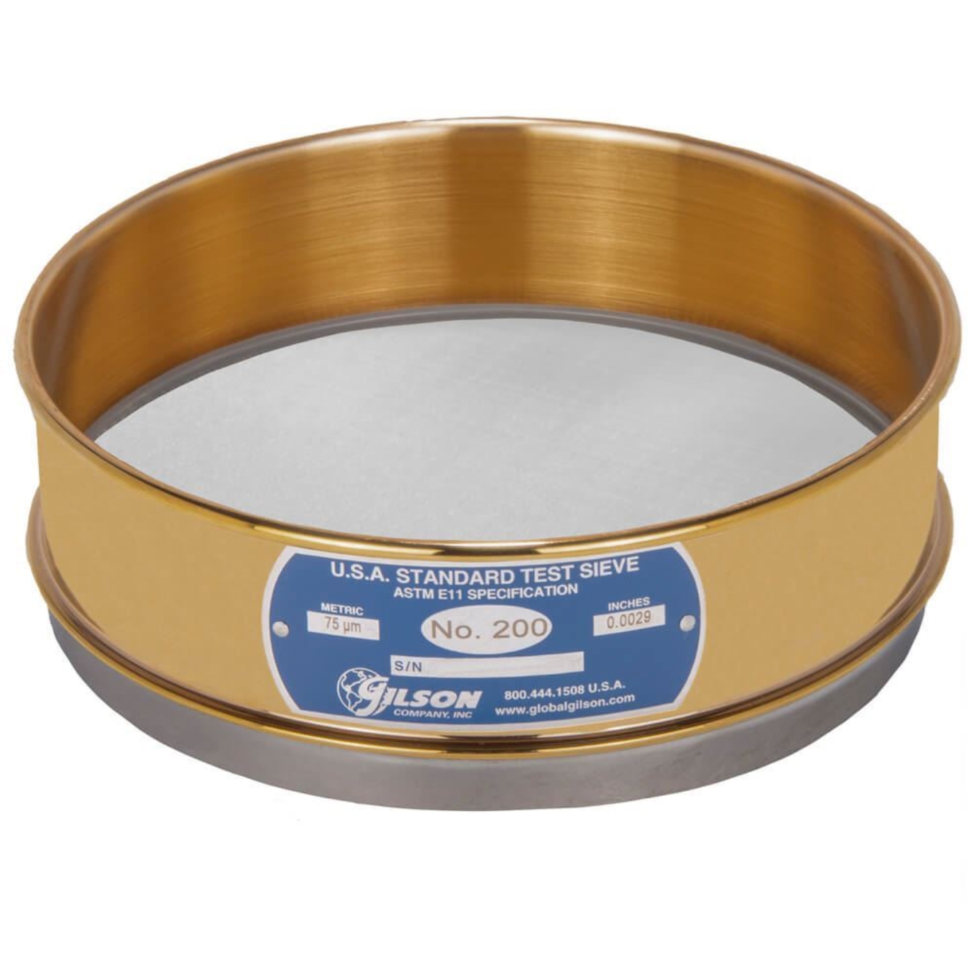 Picture of 8in Sieve, Brass/Stainless, Full-Height, No.200 with Backing Cloth