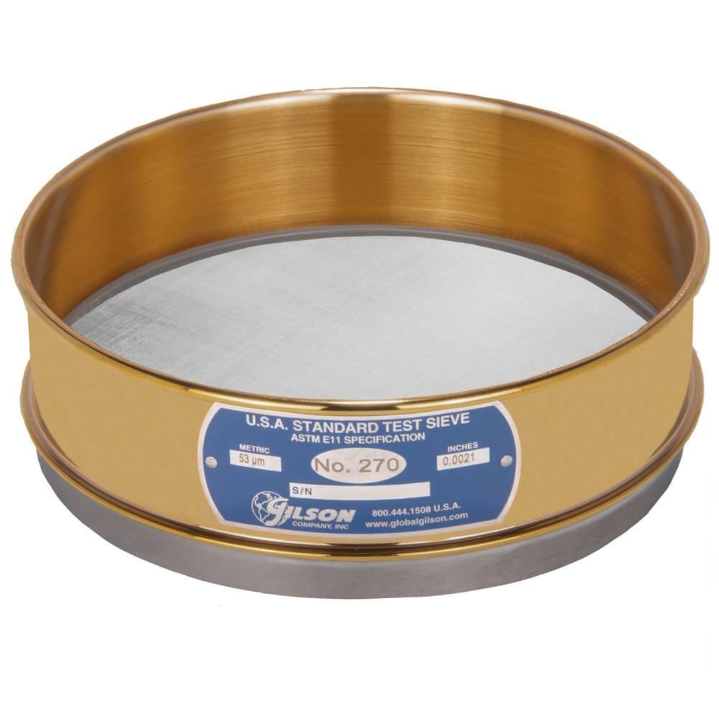 Picture of 8in Sieve, Brass/Stainless, Full-Height, No.270 with Backing Cloth