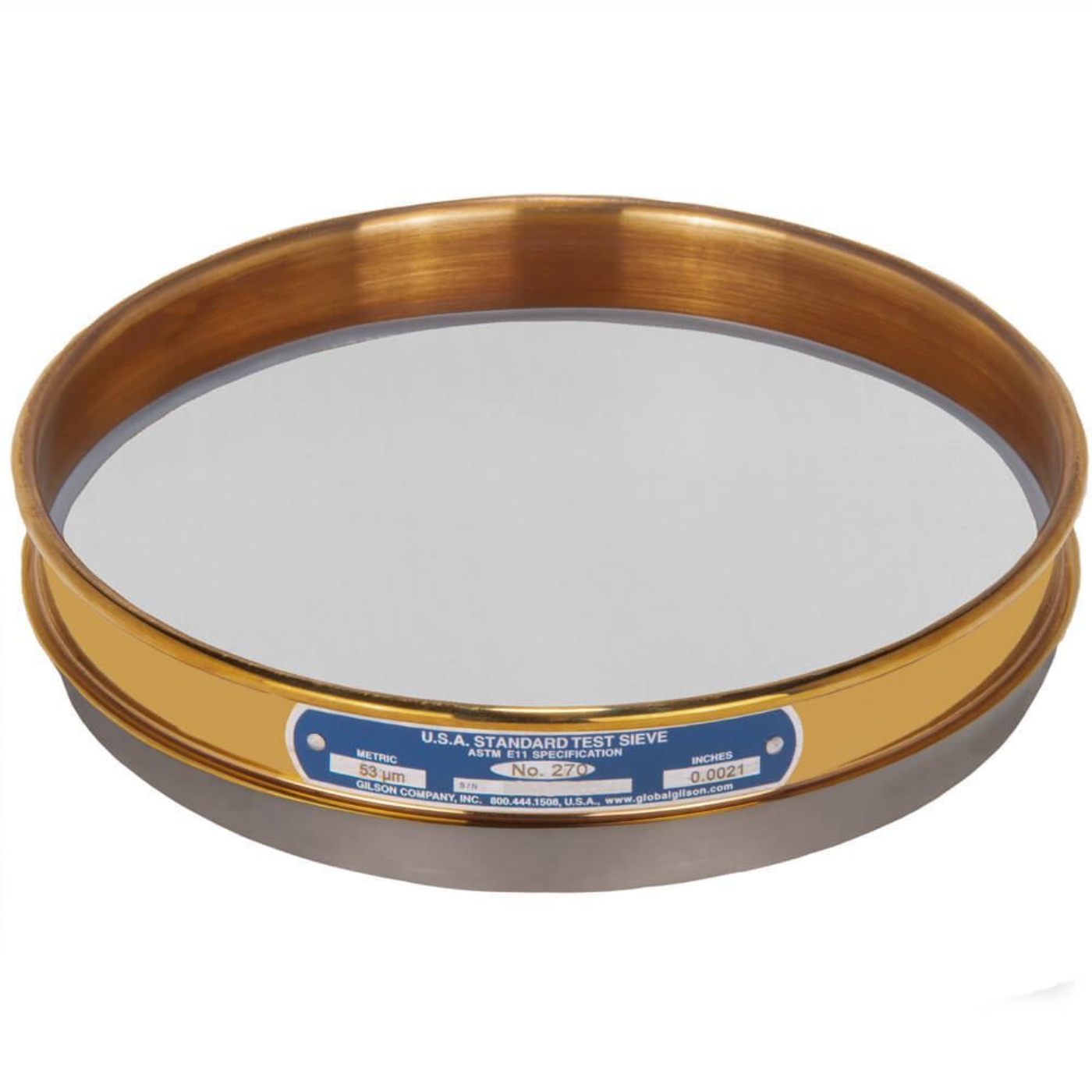 Picture of 8in Sieve, Brass/Stainless, Half-Height, No.270 with Backing Cloth