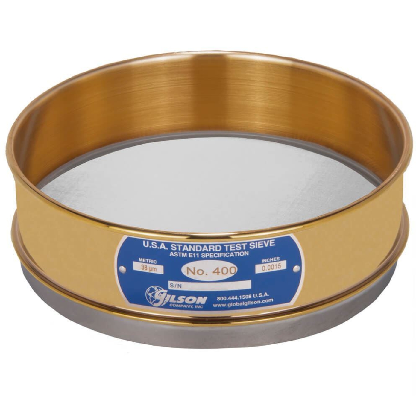 Picture of 8in Sieve, Brass/Stainless, Full-Height, No.400 with Backing Cloth