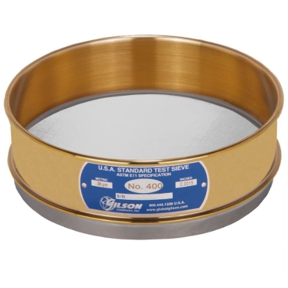Picture of 8in Sieve, Brass/Stainless, Full-Height, No.400 with Backing Cloth
