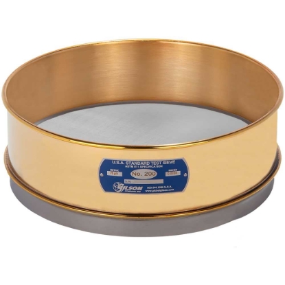 Picture of 12in Sieve, Brass/Stainless, Full-Height, No.200 with Backing Cloth