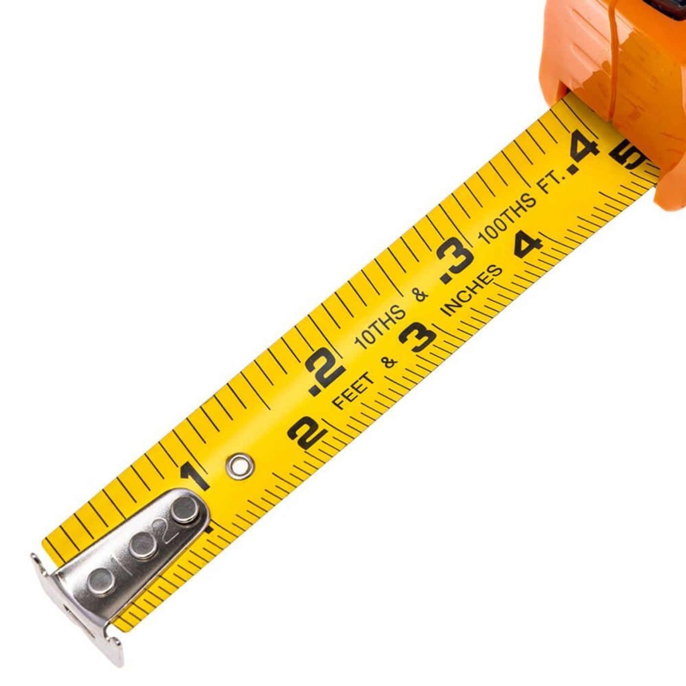 25ft HI-VIZ Measuring Tape (Fractional Inch/Feet, Decimal Feet)