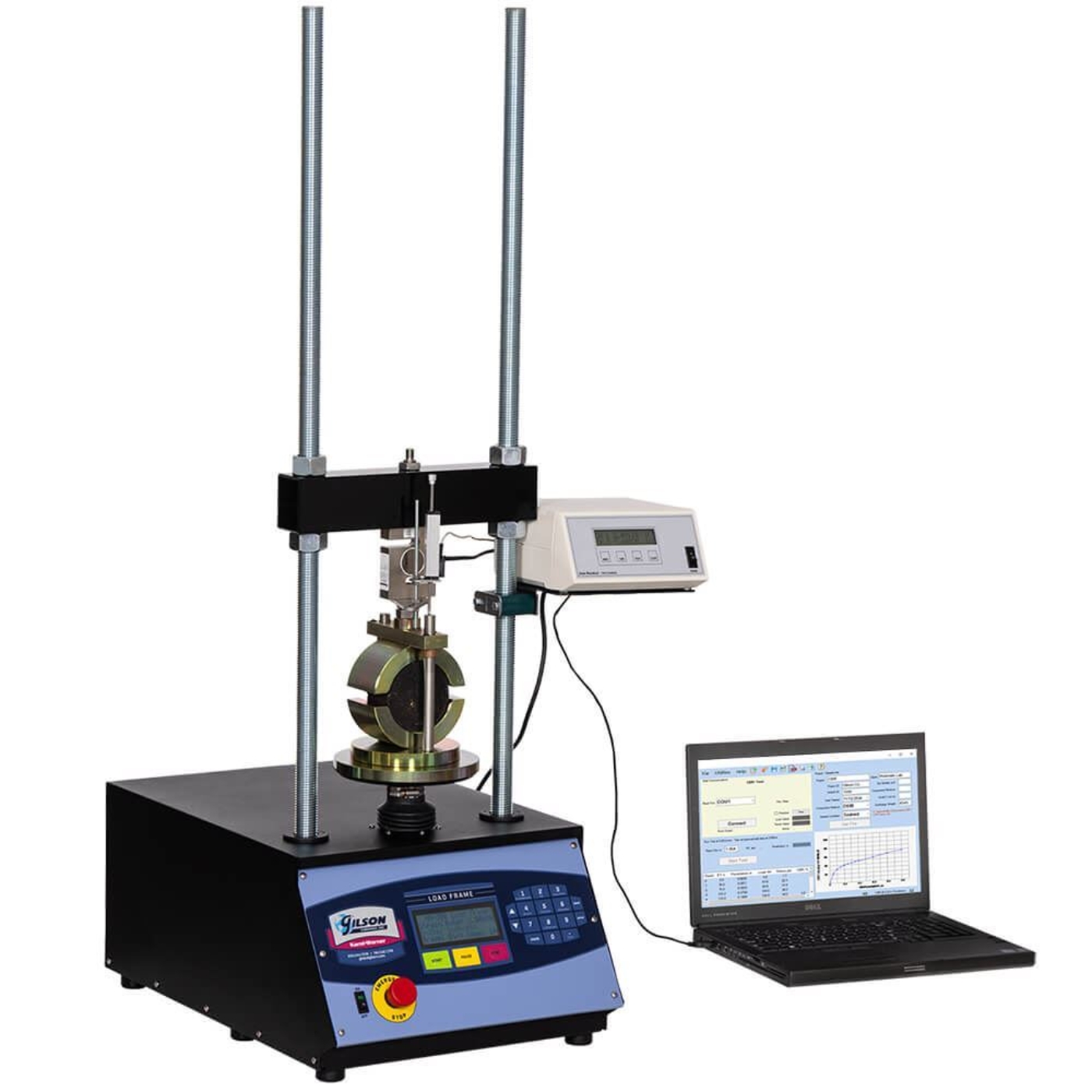 Marshall Data Acquisition Software shown with computer and testing equipment (Computer and Testing Hardware sold separately)