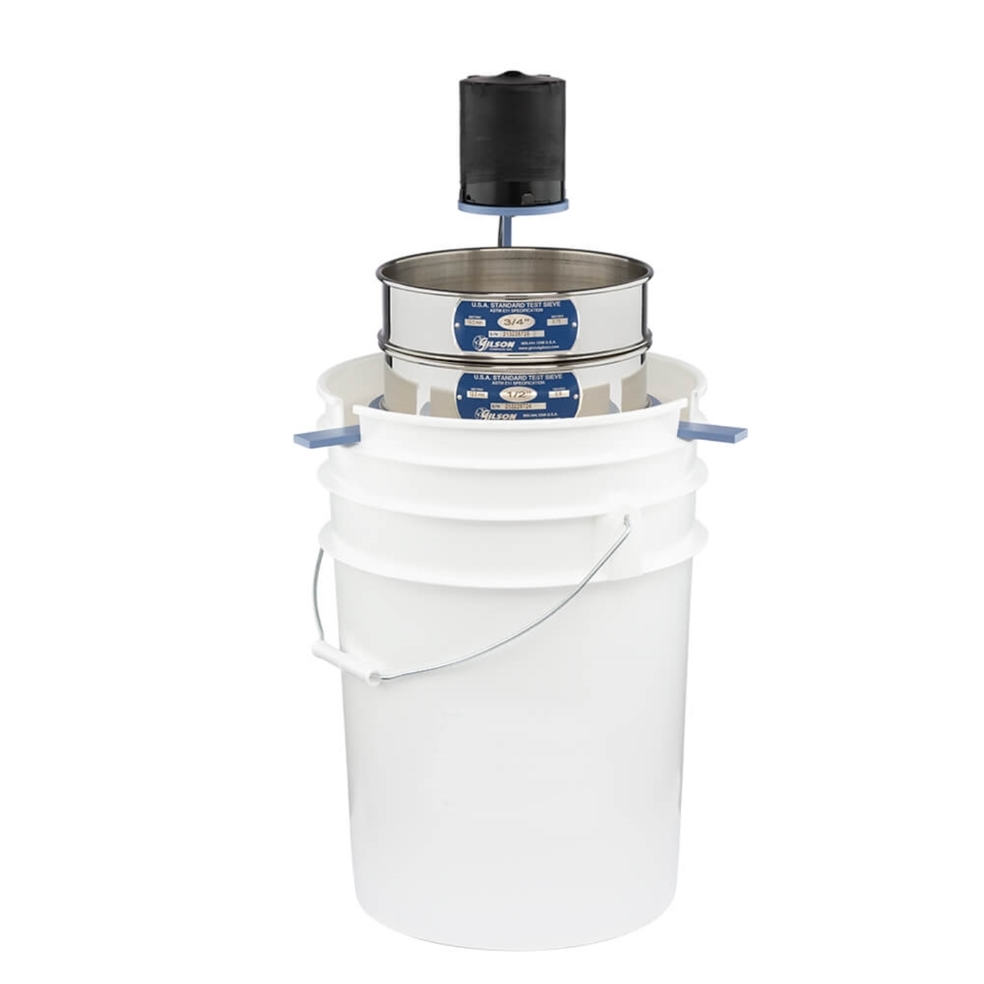 Wet/Dry 8in Sieve Vibrator with optional ASTM Stainless Steel Sieve and Notched Bucket