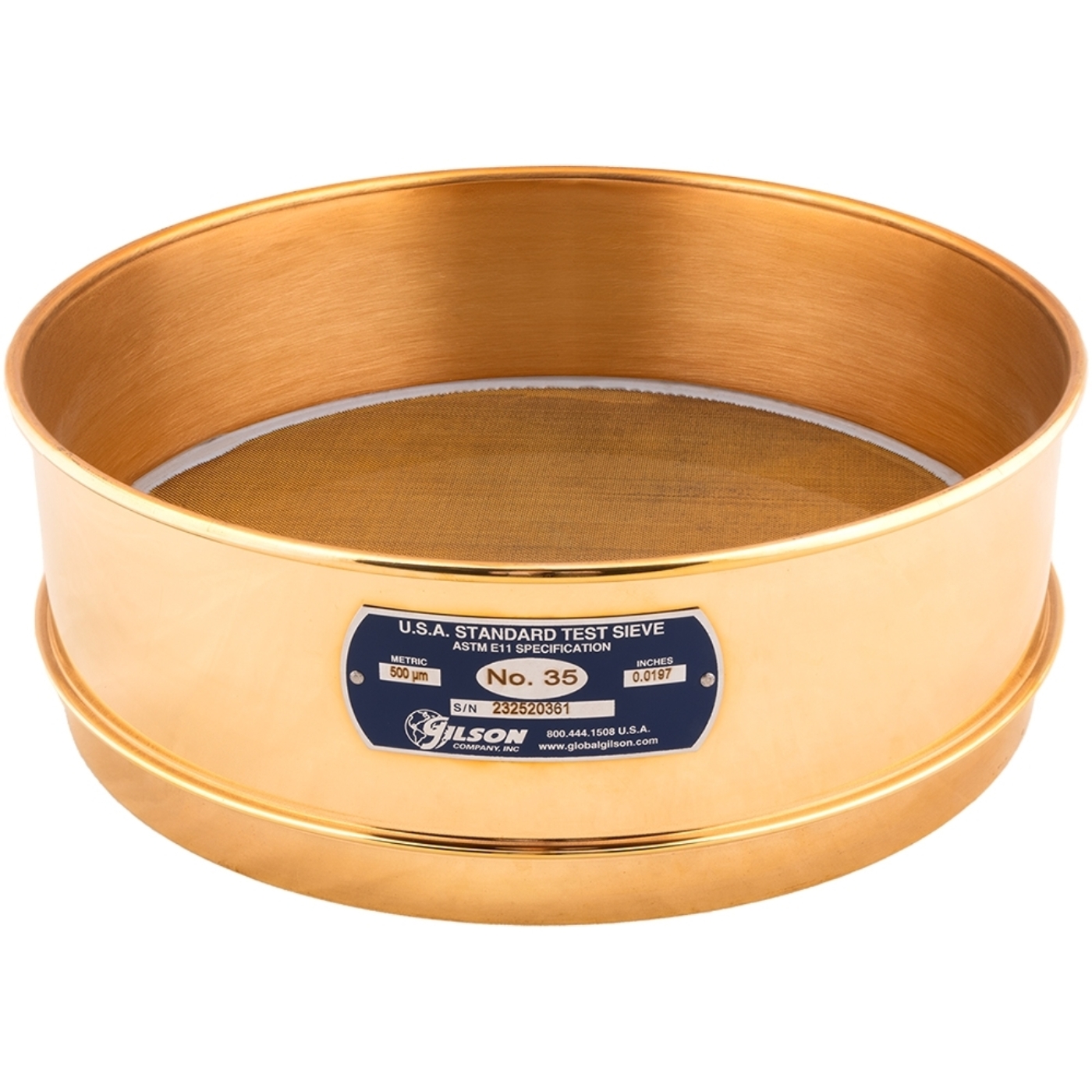12in Sieve, All Brass, Full-Height, No.35