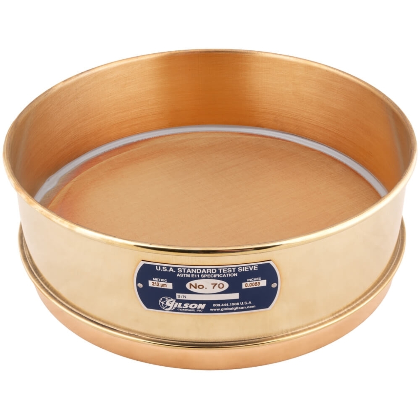 12in Sieve, All Brass, Full-Height, No.70
