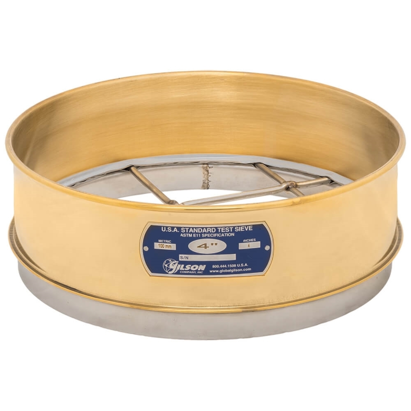12in Sieve, Brass/Stainless, Full-Height, 4in