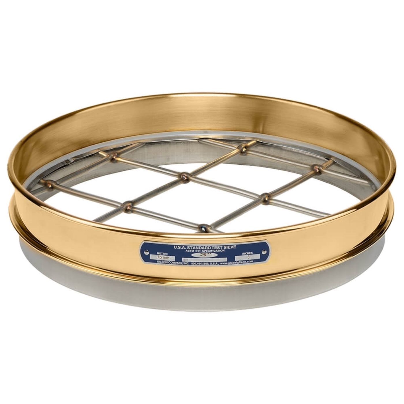 12in Sieve, Brass/Stainless, Half-Height, 3in