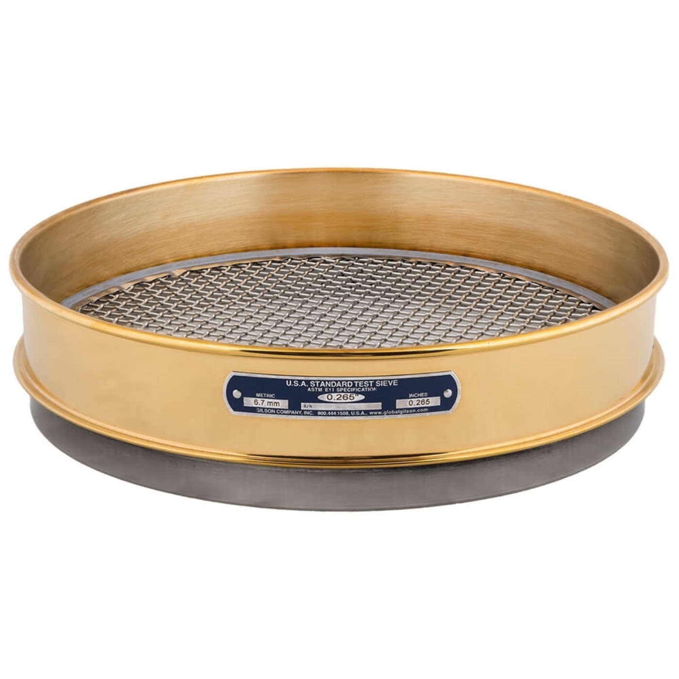 12in Sieve, Brass/Stainless, Intermediate-Height, .265in
