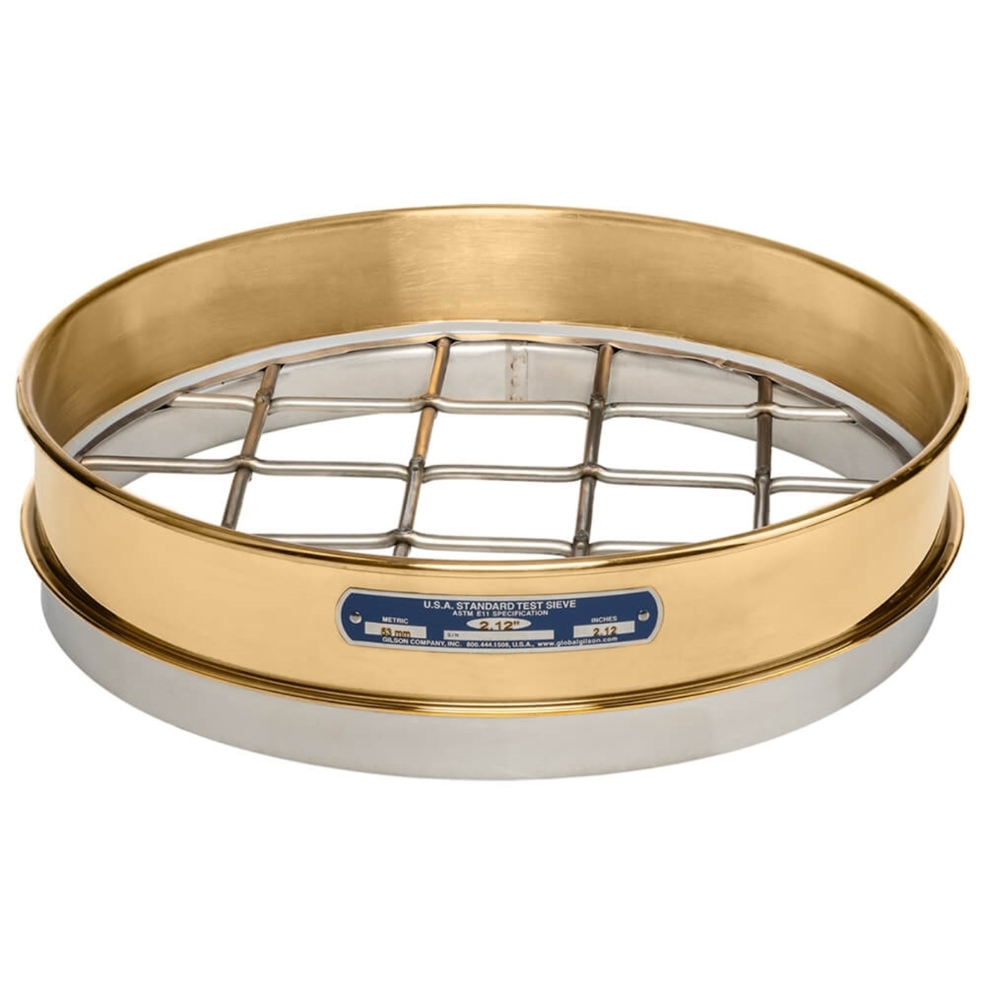 12in Sieve, Brass/Stainless, Intermediate-Height, 2.12in