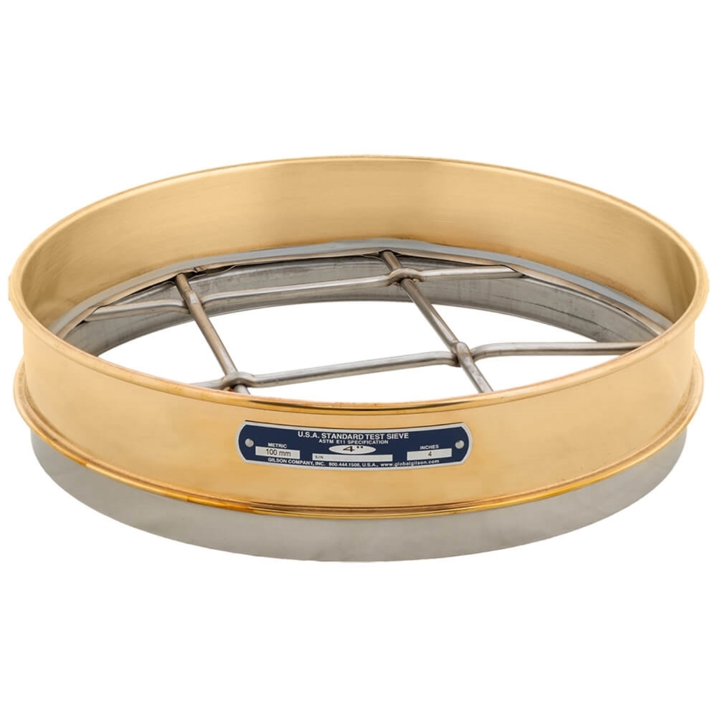 12in Sieve, Brass/Stainless, Intermediate-Height, 4in