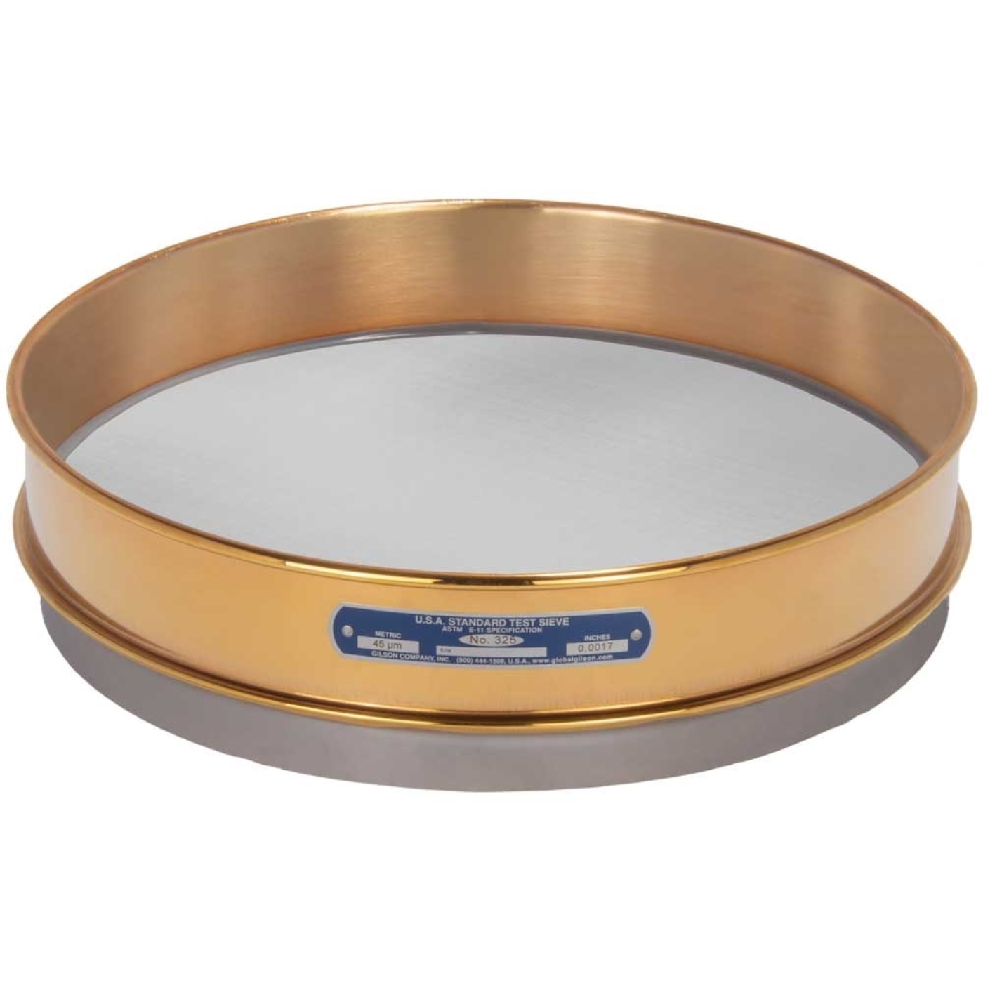 Picture of 12in Sieve, Brass/Stainless, Intermediate-Height, No.400 with Backing Cloth
