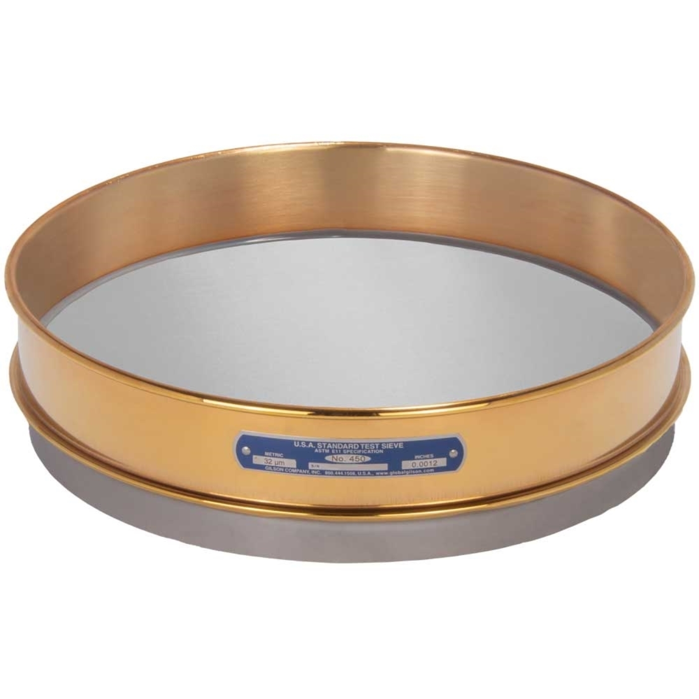 Picture of 12in Sieve, Brass/Stainless, Intermediate-Height, No.635 with Backing Cloth