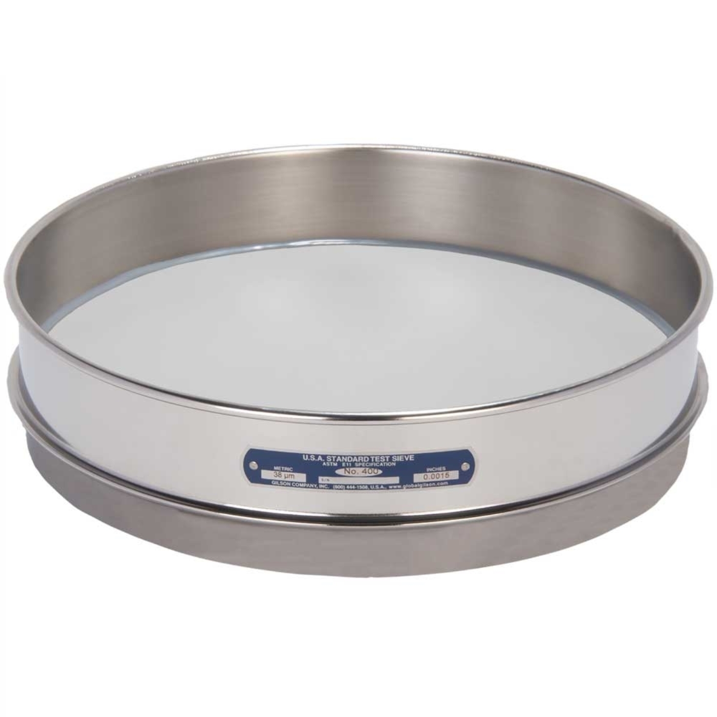 Picture of 12in Sieve, All Stainless, Intermediate-Height, No.325 with Backing Cloth