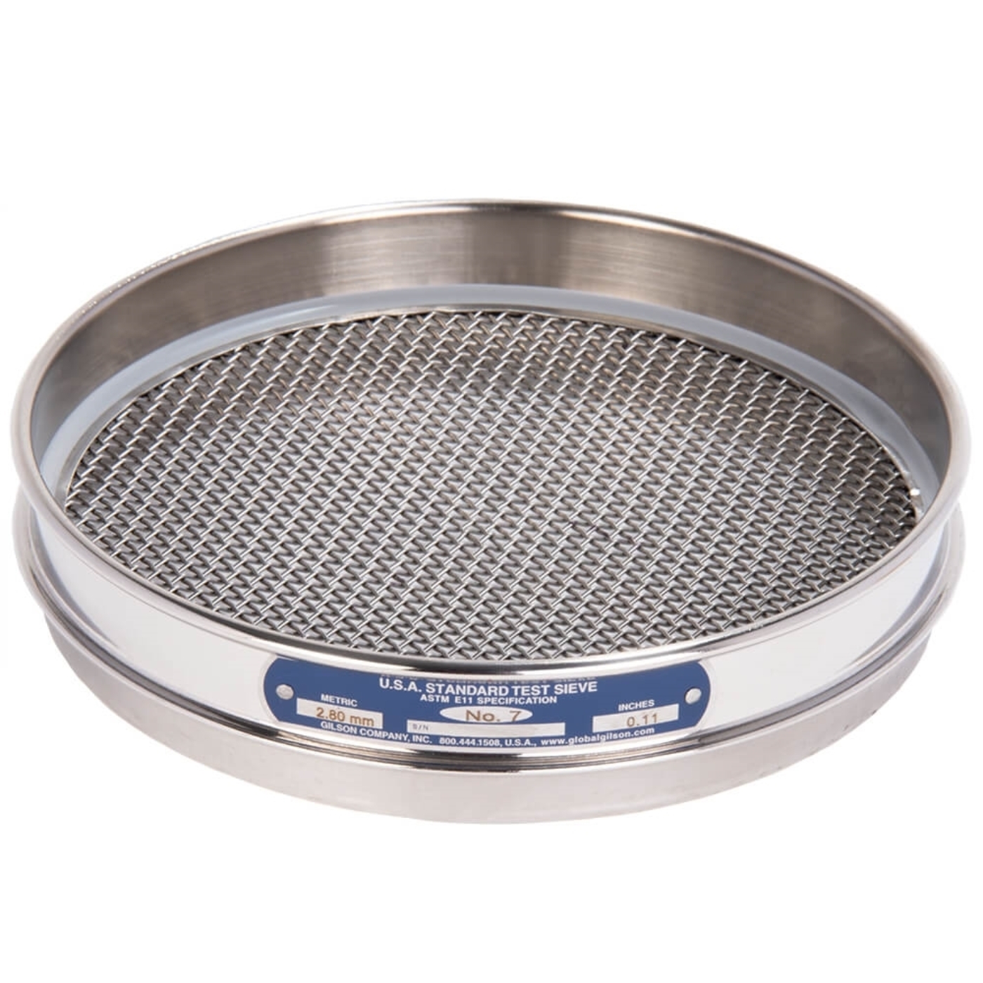 8" Sieve, All Stainless, Half-Height, No.7 shown