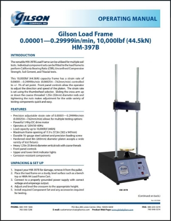 Picture for category HM-397B Gilson Load Frame
