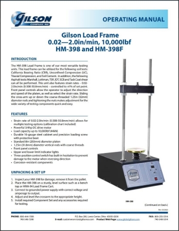 Picture for category HM-398 Gilson Load Frame