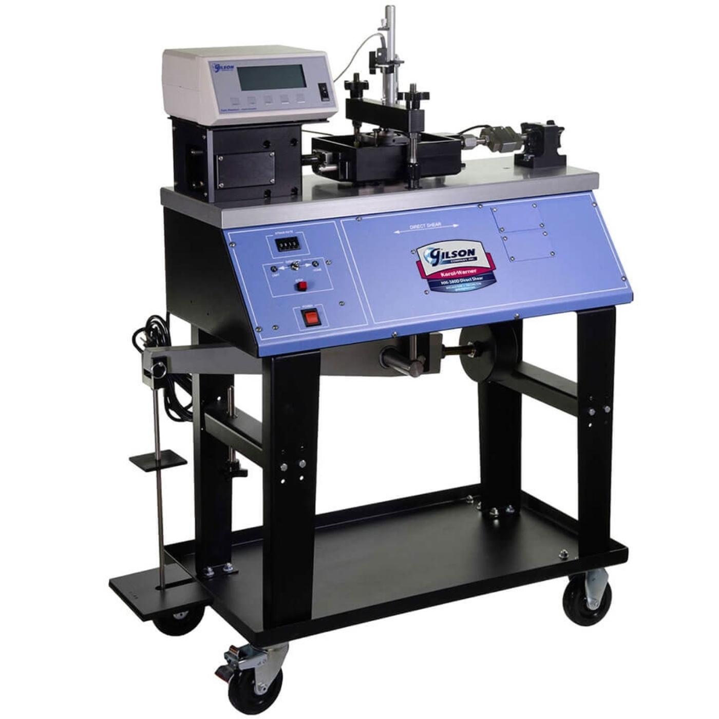 	Dead-Weight Direct Shear Machine with Linear Variable Displacement Transducers, Four-channel Data Readout and Shear Box shown (Shear Box sold separately)